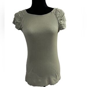 Banana Republic Ruffle Sleeve Top Khaki Green Modal